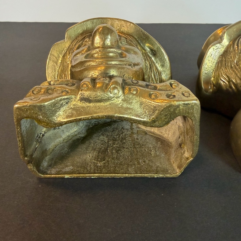 Vintage Cast Brass Clown Bookends Mid Century Modern Figurative MCM Decor - Picture 8 of 12